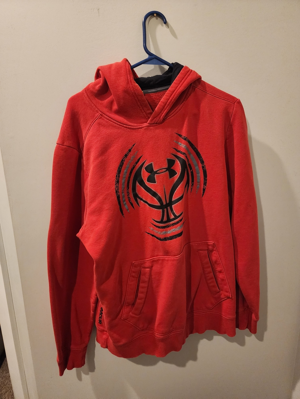 Under Armour Red Hoodie with Black Graphic Logo